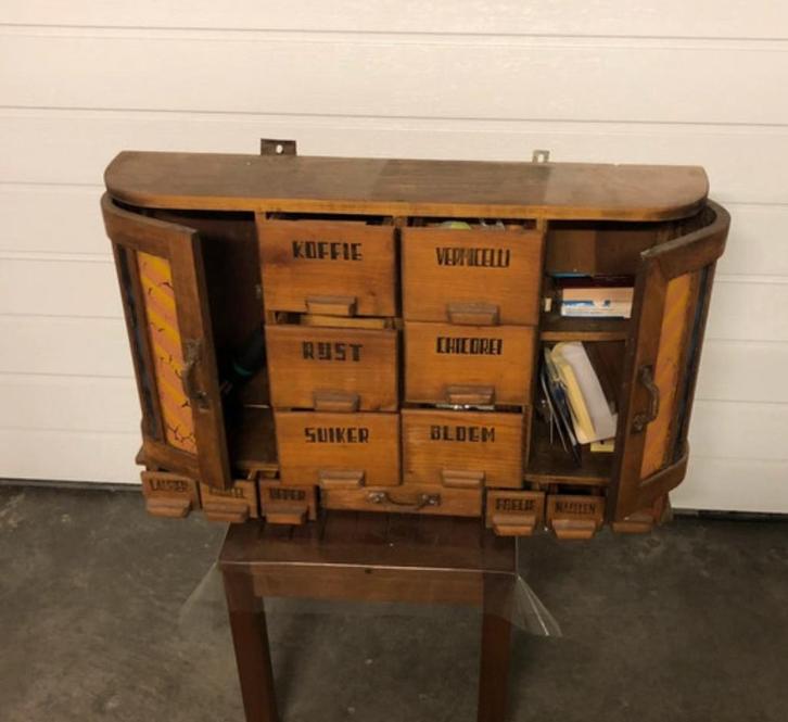 Art Deco wandkruidenkastje. Kruidenkast, Antiek en Kunst, Antiek | Meubels | Kasten, Ophalen of Verzenden