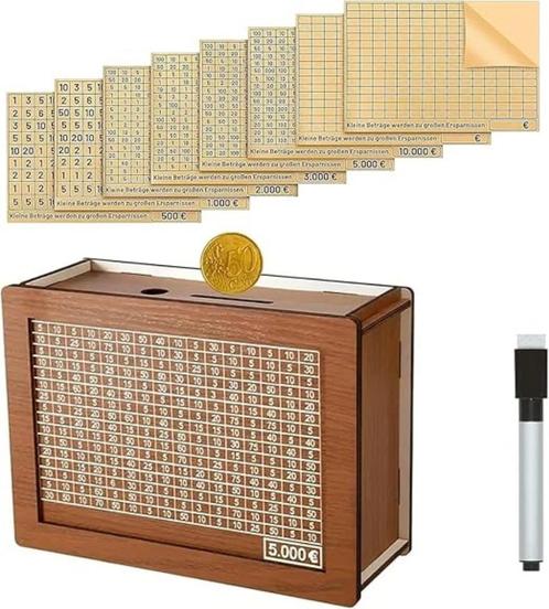 Spaarpot van hout met spaardoel SNELLE GRATIS LEVERING, Verzamelen, Spaarpotten, Nieuw, Overige thema's, Hout, Verzenden