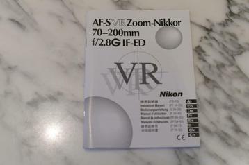 Manuel du zoom Nikon AF-S Zoom-Nikkor 70-200 mm/2,8 G