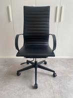 Bureaustoel zwart leder, Huis en Inrichting, Bureaustoelen, Ophalen, Gebruikt, Zwart, Bureaustoel