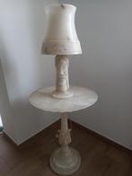 Vintage albast / marmeren tafeltje met bijhorende tafellamp, 45 tot 60 cm, Overige materialen, Minder dan 55 cm, Rond