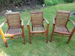 3 fauteuil en teck de jardin, Ophalen, Gebruikt, Teakhout, Stapelbaar