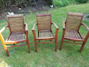 3 fauteuil en teck de jardin beschikbaar voor biedingen