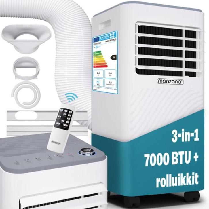 Monzana Mobiele Airco 7000BTU Met Rolluikkit, Elektronische apparatuur, Airco's, Zo goed als nieuw, Mobiele airco, 60 tot 100 m³