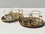 2 plats dorés vintage - 2 cruches - 2 verres de Reims, Antiquités & Art, Enlèvement ou Envoi