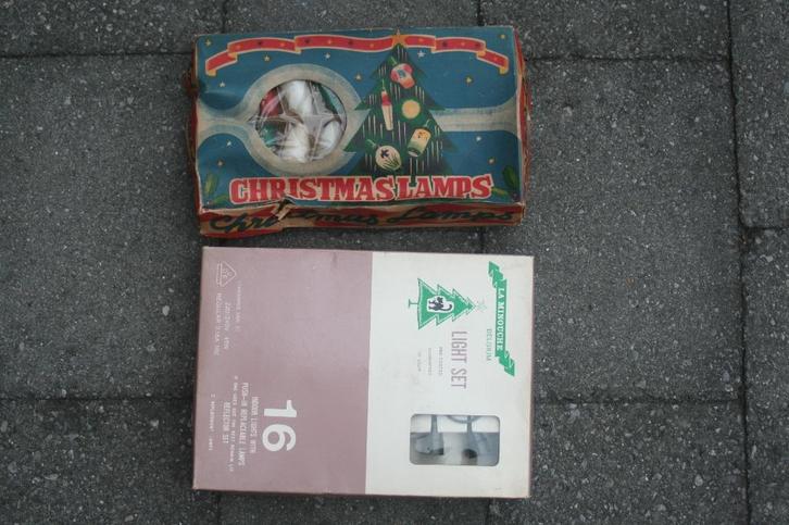 Antieke kerstlampjes jaren 50 + kerstsnoer (originele doos), Diversen, Kerst, Gebruikt, Ophalen of Verzenden