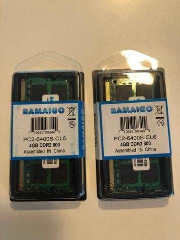 2 x 4GB DDR2 voor laptop en macbook, Neuf, Enlèvement ou Envoi, 8 GB, DDR2