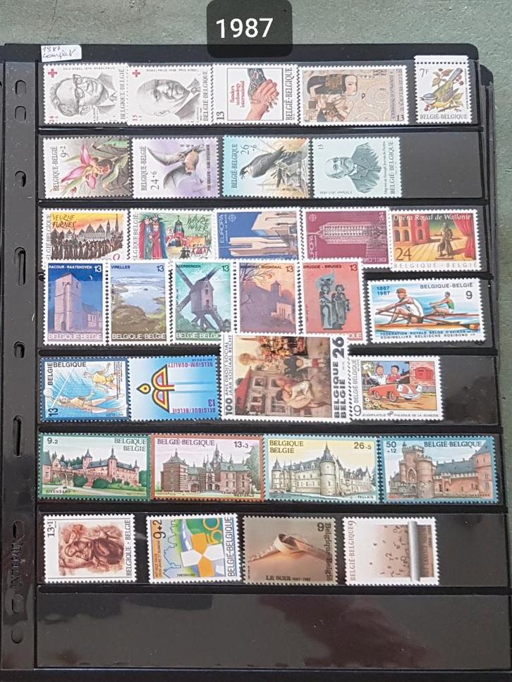 Timbres belges année  complète 1987, Timbres & Monnaies, Timbres | Europe | Belgique, Non oblitéré, Envoi