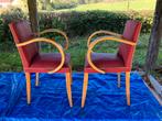 Vintage stoelen rode skai, Huis en Inrichting, Stoelen, Ophalen, Gebruikt, Twee, Vintage