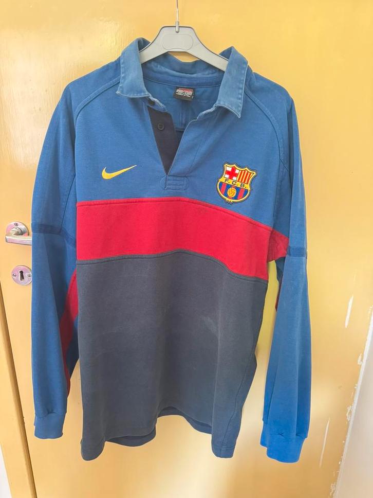 Nike vintage FC Barcelona poloshirt nr. 29 blauw rood M, Kleding | Heren, Sportkleding, Zo goed als nieuw, Algemeen, Blauw, Ophalen of Verzenden