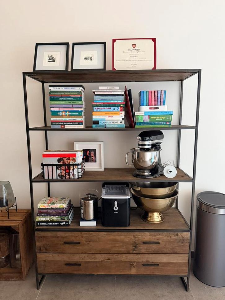 Stevige kast met 2 lades, Huis en Inrichting, Kasten | Boekenkasten, Zo goed als nieuw, Metaal, Ophalen