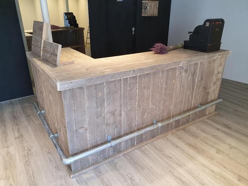 Unieke toog, toonbank L-model winkelbalie van steigerhout, Huis en Inrichting, Kasten | Dressoirs, Nieuw, Ophalen