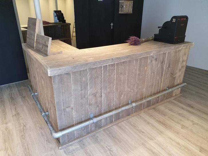 Unieke toog, toonbank L-model winkelbalie van steigerhout, Huis en Inrichting, Kasten | Dressoirs, Nieuw, Ophalen