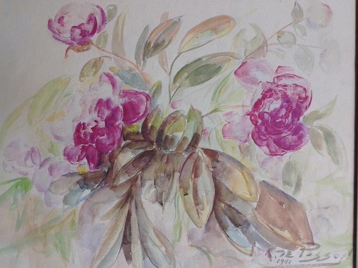 Karel de Posson  1889 - 1960   Aquarel  Bloemstilleven, Antiek en Kunst, Kunst | Schilderijen | Klassiek, Ophalen