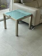 glazen salontafel en bijzettafel, Ophalen, Zo goed als nieuw, Vierkant, Glas