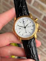 Lemania M&M chronograafhorloge, Overige merken, Polshorloge, Ophalen of Verzenden, Leer