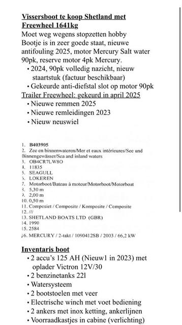Shetland vissersboot 90pk beschikbaar voor biedingen