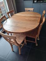 Vol eiken tafel, verstelbaar, Huis en Inrichting, Tafels | Eettafels, Ophalen, 100 tot 150 cm, Eikenhout, Zo goed als nieuw