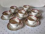 7 Theekopjes met schoteltjes van WAWEL made in Poland (Rood), Ophalen, Zo goed als nieuw, Porselein, Kop(pen) en/of Schotel(s)