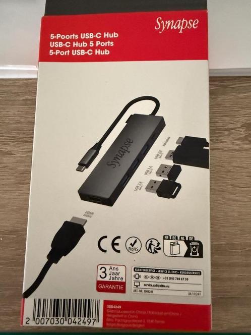 Synapse 5-poorts USB-C Hub, Computers en Software, Dockingstations, Zo goed als nieuw, USB-hub, Harde schijf, Laptop, Tablet, Telefoon