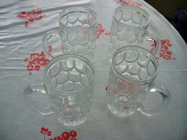 4 biermokken, Huis en Inrichting, Keuken | Servies, Nieuw, Glas of Glazen, Ophalen of Verzenden
