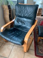 Fauteuil + repose pieds en veritable cuir, Maison & Meubles, Fauteuils, Enlèvement, Comme neuf, Cuir