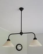 Plafondlamp met 2 lampkappen, Huis en Inrichting, Lampen | Hanglampen, Rustiek, Gebruikt, Ophalen, 75 cm of meer