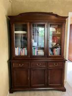 Klassieke houten buffetkast / vitrinekast, Huis en Inrichting, Kasten | Kleerkasten, Ophalen, Gebruikt, 100 tot 150 cm, Glas