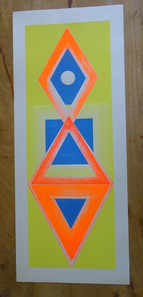Marcel Maeyer, litho x-69 F1 - 3/50, composition 90 x 33 cm, Antiek en Kunst, Kunst | Litho's en Zeefdrukken, Ophalen of Verzenden