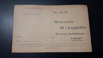 Carte brasserie 1940 St Augustin Forest Bruxelles