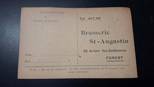 Carte brasserie 1940 St Augustin Forest Bruxelles, Collections, Marques & Objets publicitaires, Utilisé, Panneau publicitaire