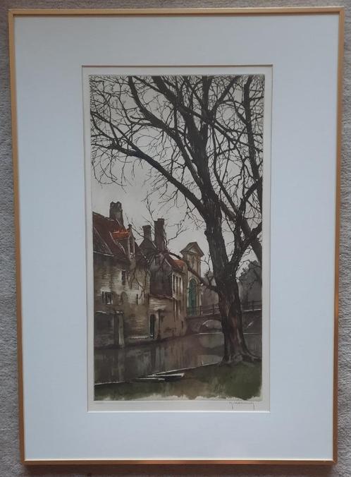 9 gekleurde etsen van Roger Hebbelinck, mooie kaders, Antiek en Kunst, Kunst | Etsen en Gravures, Ophalen of Verzenden