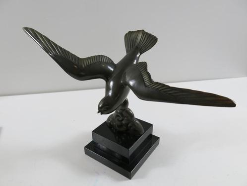 Mouette Art Déco en bronze - Belgique - Socle en marbre vers, Antiquités & Art, Antiquités | Bronze & Cuivre, Bronze, Enlèvement ou Envoi