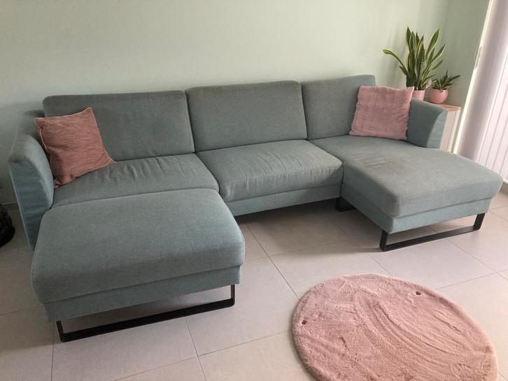 Zetel met longchair, Huis en Inrichting, Zetels | Zetels en Chaises Longues, Gebruikt, Stof, Ophalen