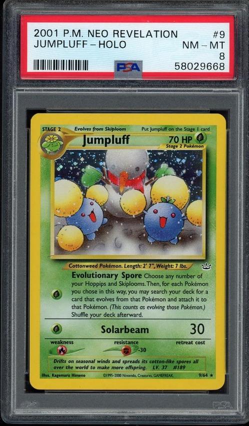 Jumpluff Holo PSA 8 - 9/64 - Neo Révélation 2001, Hobby & Loisirs créatifs, Jeux de cartes à collectionner | Pokémon, Comme neuf