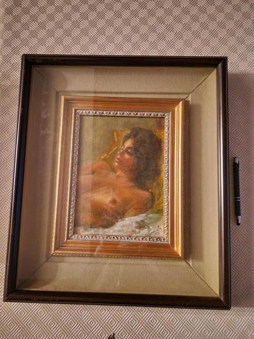 peinture d'une femme nue dans un magnifique cadre double