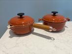 2 Le Creuset La Mama 17 cm Burnt Orange in goede staat, Huis en Inrichting, Gietijzer, Ophalen of Verzenden, Zo goed als nieuw