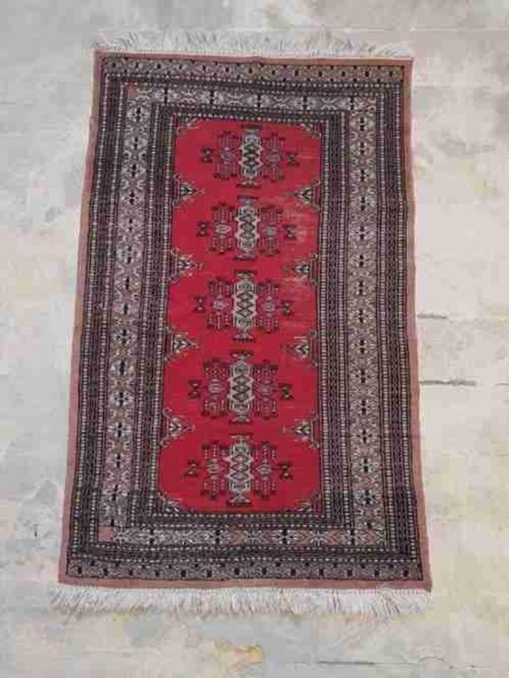 Perzisch tapijtje versleten sleets rood taupe 128/79 ex fran, Antiek en Kunst, Antiek | Tapijten, Tafelkleden en Textiel, Ophalen of Verzenden