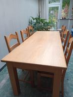 Massief houten tafel met 6 stoelen, Huis en Inrichting, Ophalen, Gebruikt