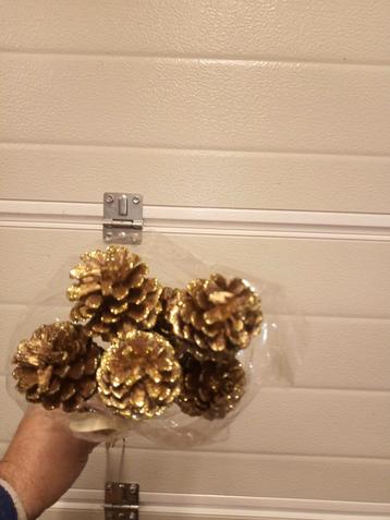 Dennenappels in goud gekleurd  beschikbaar voor biedingen