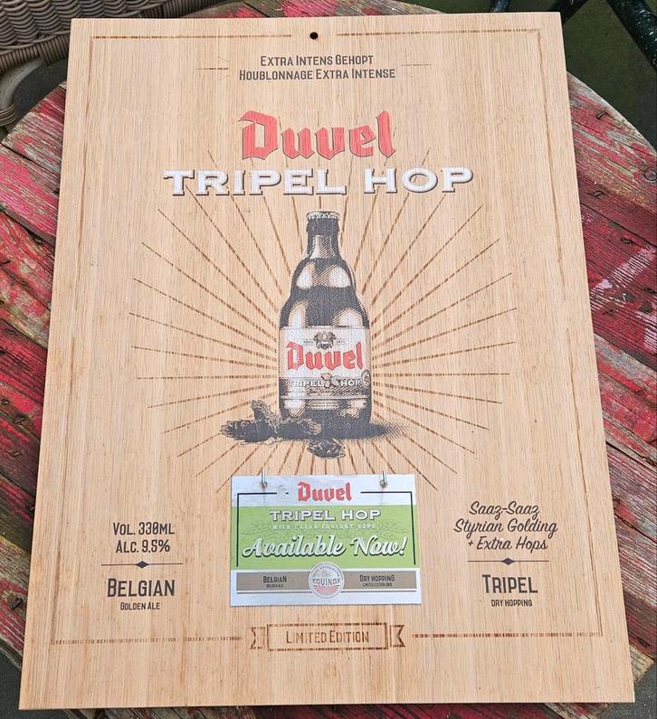 Panneau publicitaire en bois Duvel Tripel Hop 2012
Ce bois, Collections, Marques de bière, Duvel, Enlèvement ou Envoi