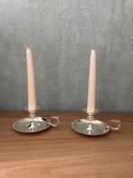 2 chandeliers en métal argenté avec bougies, Enlèvement, Argent