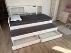 1 persoonsbed met bedschuif en opbergschuif incl matrassen, Ophalen, 85 tot 100 cm, Zo goed als nieuw, Lattenbodem