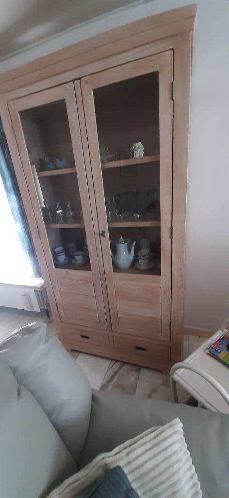 Mooie degelijke vitrinekast, Huis en Inrichting, Kasten | Vitrinekasten, Gebruikt, 200 cm of meer, 100 tot 150 cm, 25 tot 50 cm