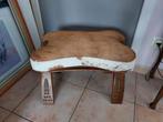 Tabouret vintage en cuir de vachette, selle camel, tabouret, Enlèvement