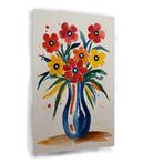 Fleurs en toile aquarelle dans un vase 60x90cm - 18mm., 75 à 100 cm, Envoi, Création originale, 50 à 75 cm