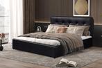 VI Bed Porto 2 kleuren Lederlook met opbergruimte  +Levering, Ophalen of Verzenden, Nieuw, Zwart