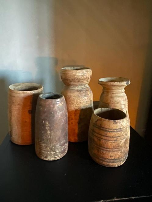 Pichets, vases et pots en bois népalais, Maison & Meubles, Accessoires pour la Maison | Vases, Enlèvement ou Envoi