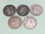 België 5 x 1 Frank Leopold II zilver, Ophalen of Verzenden, Zilver