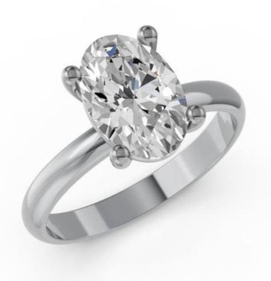 Witgouden ring met ovale VS1 diamant van 2.37 caraat! nieuw!, Bijoux, Sacs & Beauté, Bagues, Neuf, Femme, 17 à 18, Blanc, Or, Avec pierre précieuse